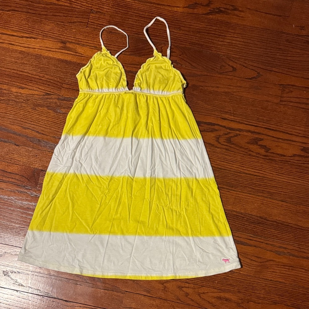 PINK Victoria's Secret Yellow and White Chemise